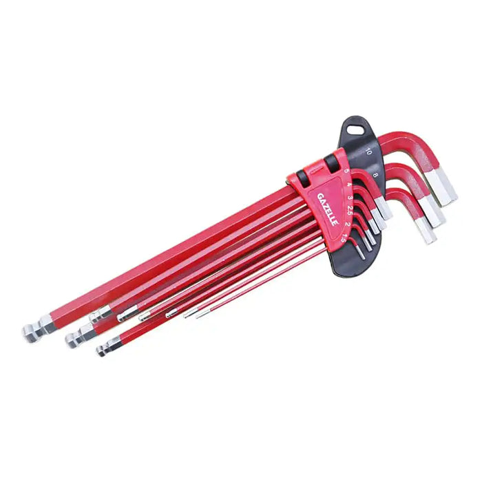 Gazelle G80141 9-Piece Ballpoint Metric Hex Key Set, 1.5-10mm