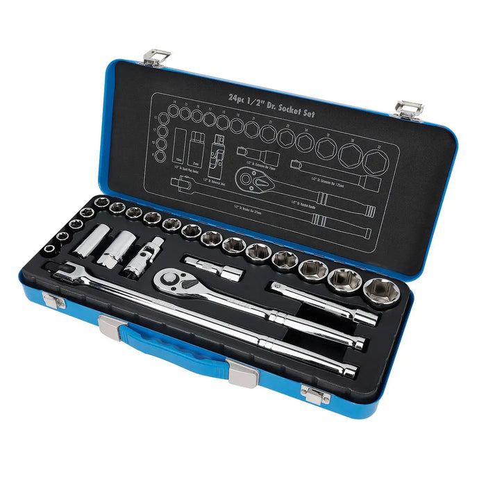 Gazelle G80288 1/2 In. Drive Metric Socket Set, 24-Pieces