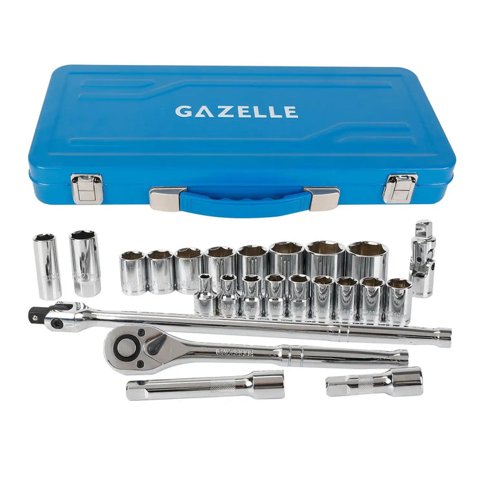 Gazelle G80288 1/2 In. Drive Metric Socket Set, 24-Pieces