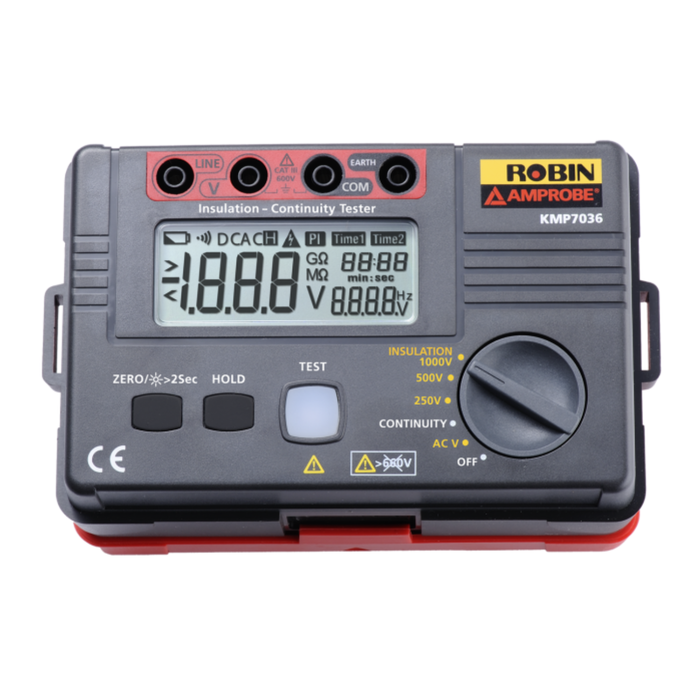Amprobe KMP7036 Insulation Tester, 250V Min, 1000V Max, 1.99GΩ Max, CAT III 600V