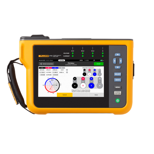 Fluke 1777 Three-Phase Power Quality Analyzer with current probes and WiFi/BLE adaptor, 8 kV