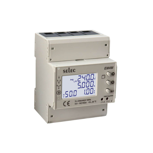 Selec CE certified, Three phase DIN RAIL Energy Meter (EM4M-3P-C-100A-CE)