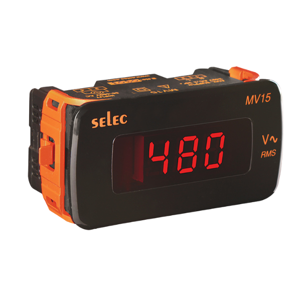 Selec LED Voltmeter,1Ø, 48X96mm, CE certified (MV15)