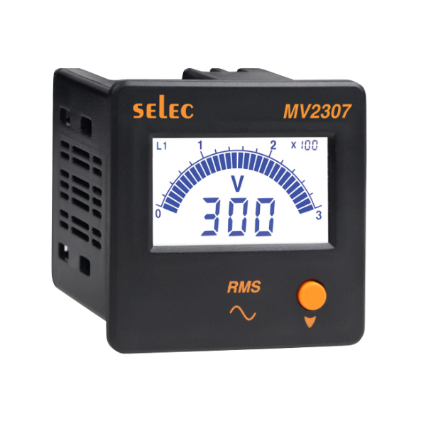 Selec LCD Voltmeter, 3Ø, 72x72mm (MV2307)
