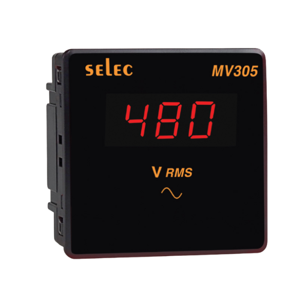 Selec LED Voltmeter,1Ø, 96x96mm (MV305)