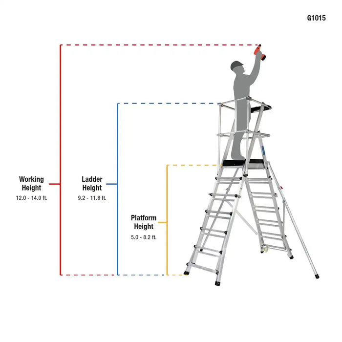 Gazelle G1015 5-8.2ft Guardian Telescopic Platform Ladder (1.8-2.5m)