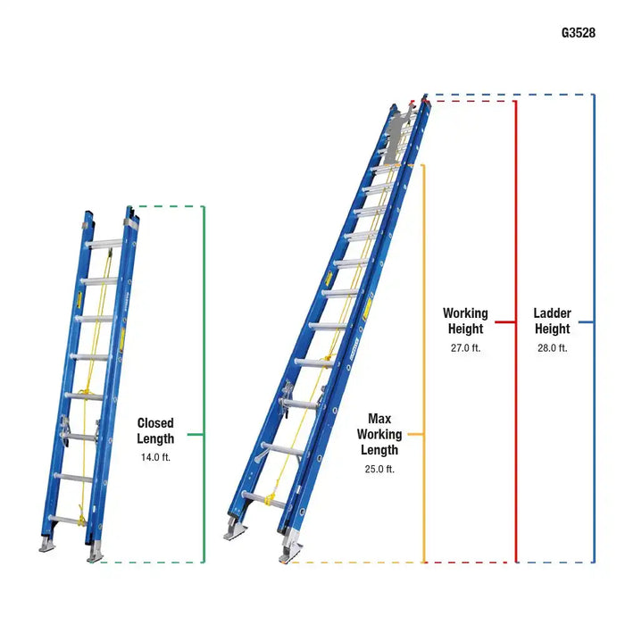 Gazelle G3528 28ft Fiberglass Double Extension Ladder (8.5m)