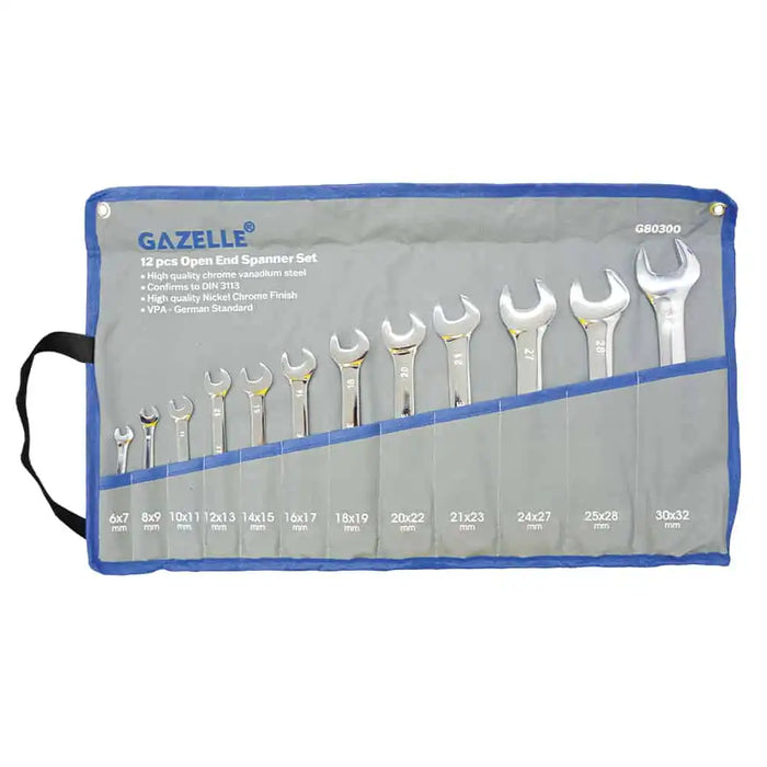 Gazelle G80300 12-Piece Open-Ended Spanner Set