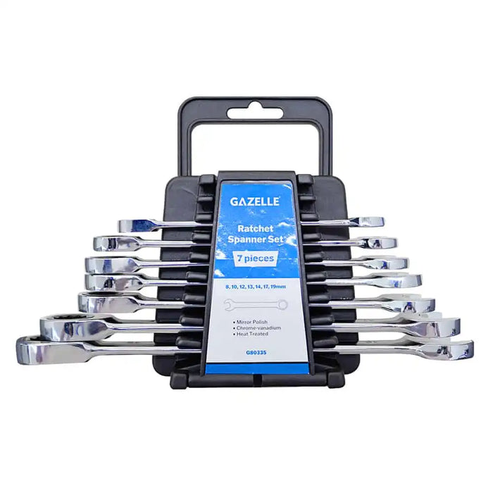 Gazelle G80335 7-Piece Ratchet Spanner Set, 8-19mm